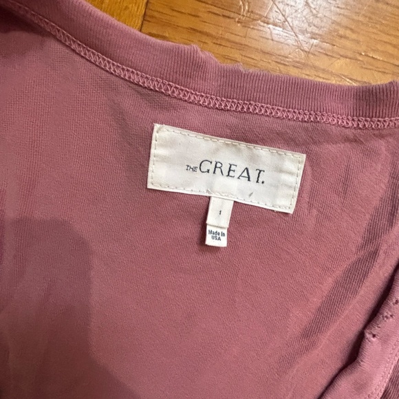 THE GREAT. the v neck tee - dusty rose - Picture 5 of 6